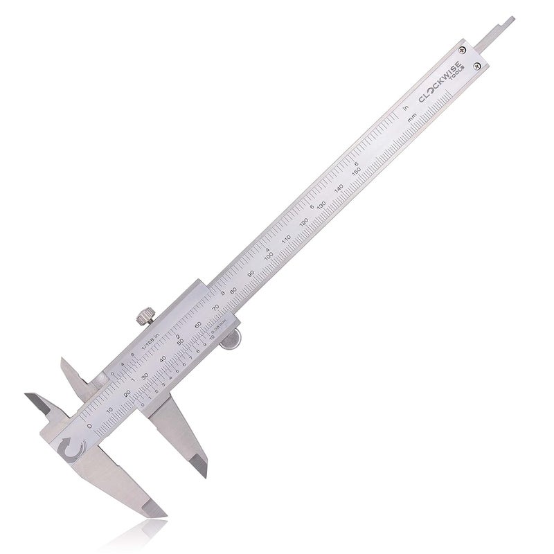 Clockwise Tools Vernier Caliper, DVLR-0605 0-6 Inch/150 mm, Inch (Fraction)/Metric, Stainless Steel - Image 1